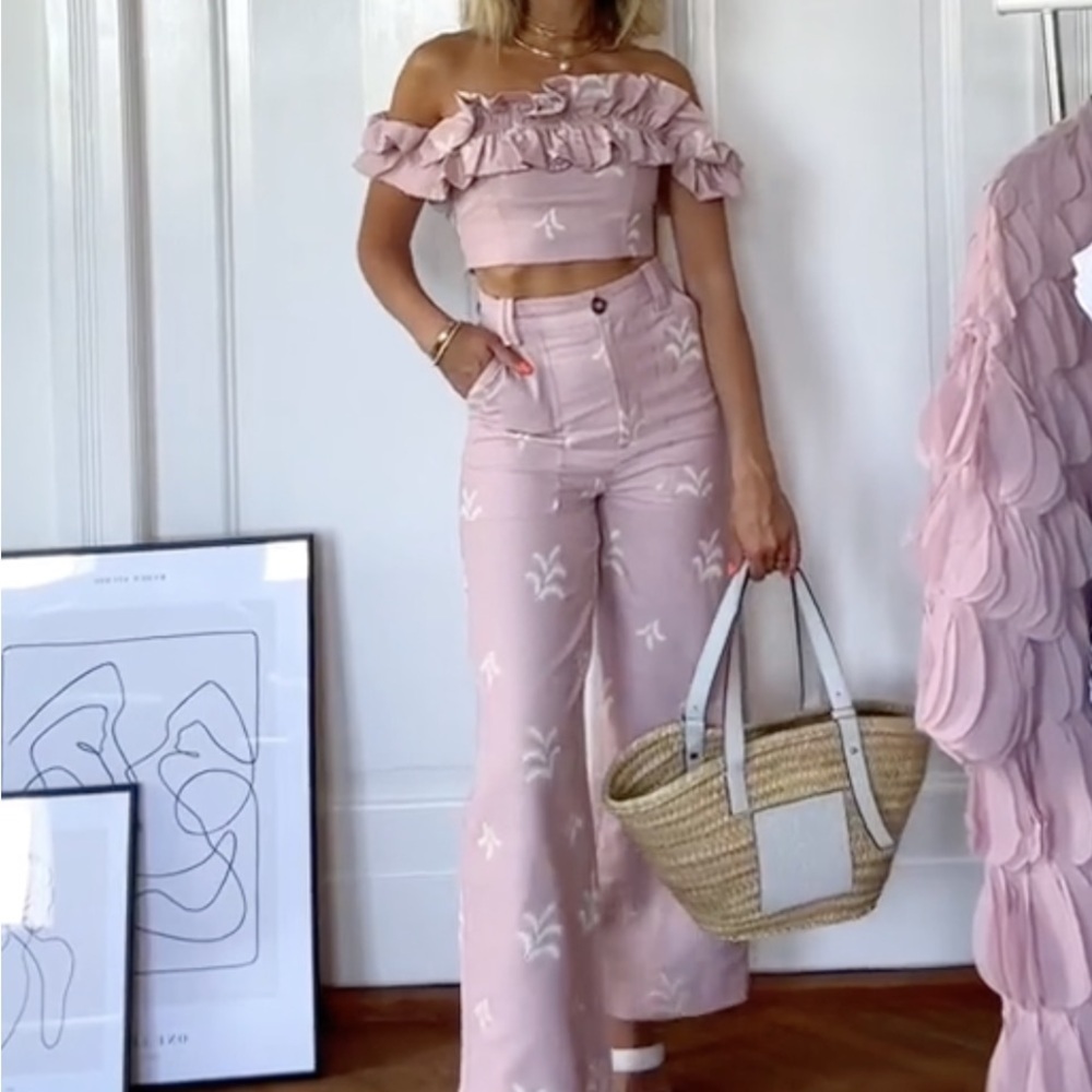 Zara Embroidered Linen Blend Matching Set